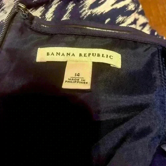 Banana Republic Women’s 14 Navy White Chevron Body-con Strapless Dress NWOT - Picture 5 of 13